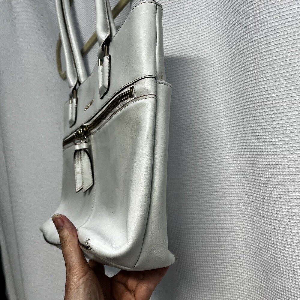 Antonio Melani Women’s White Leather Tote Shoulder Bag Classic Spring Easter - Picture 3 of 11